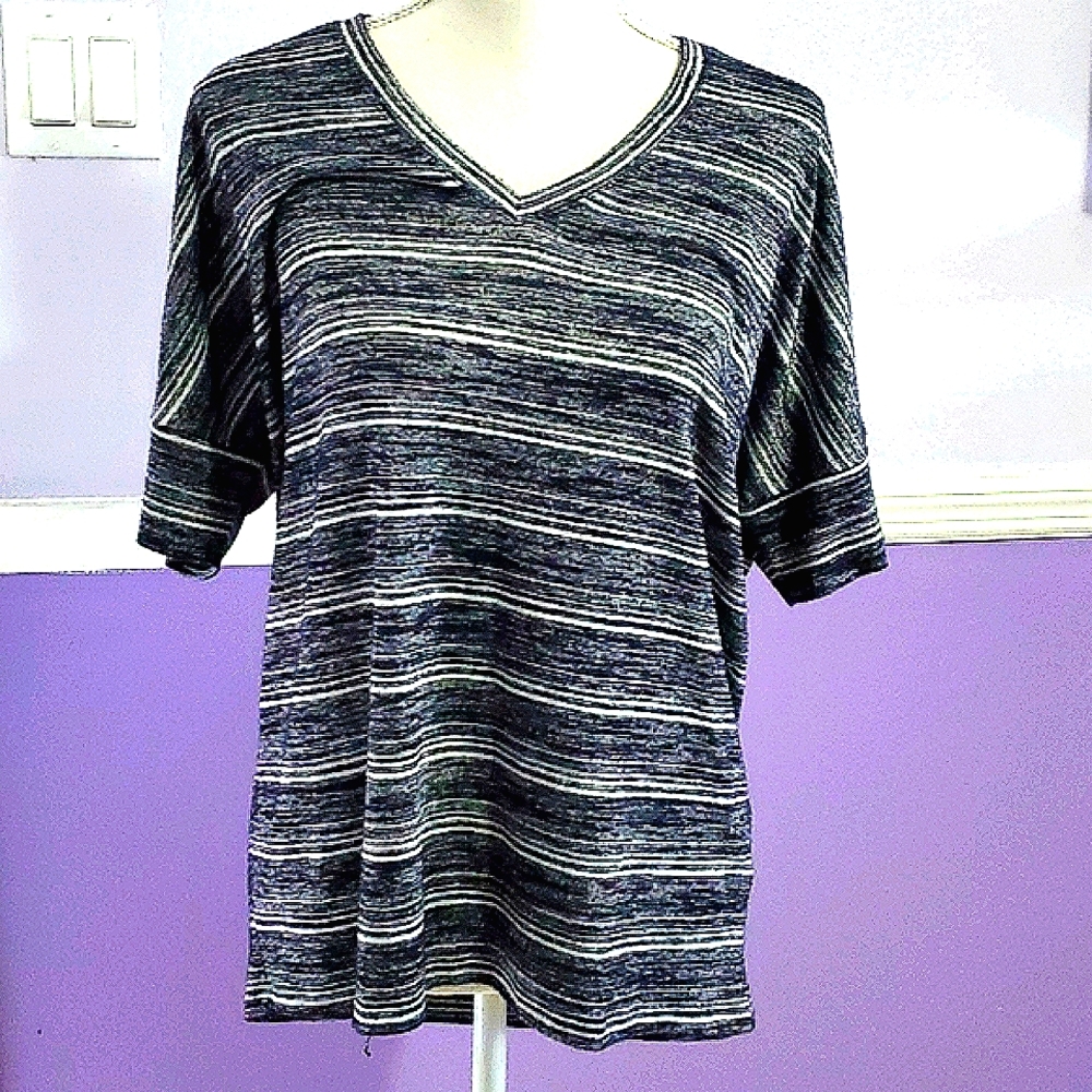Calvin Klein Jeans Striped Oversized Navy Short Sleeve Tee Shirt M